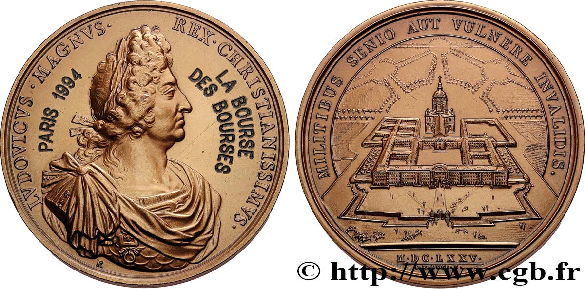 LOUIS XIV  THE SUN KING  Médaille, L Hôtel des Invalides, refrappe EBC