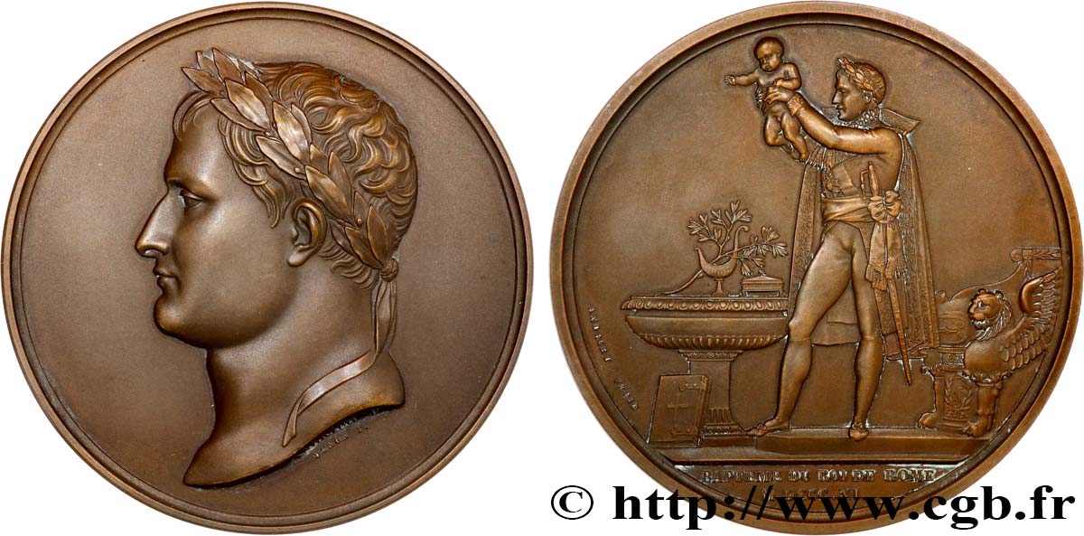 PRIMER IMPERIO Médaille, Baptême du roi de Rome, refrappe EBC