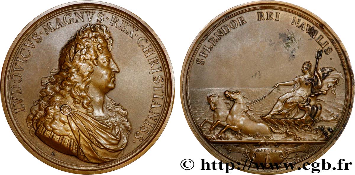 LOUIS XIV  THE SUN KING  Médaille, La marine florissante AU