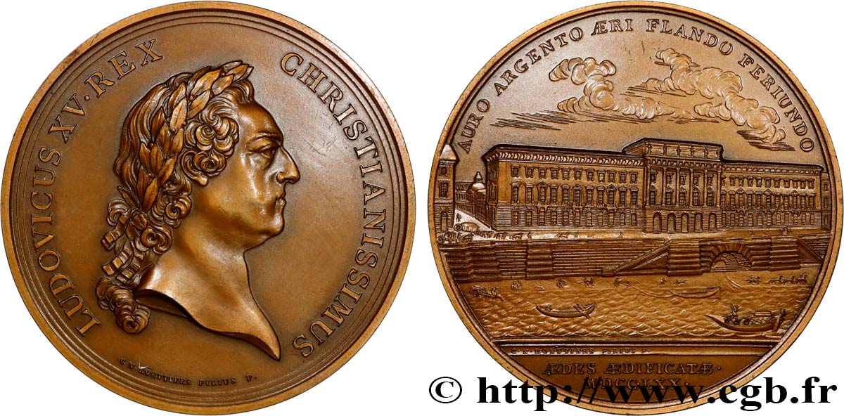 LOUIS XV DIT LE BIEN AIMÉ Médaille, Construction de l’Hôtel des monnaies, refrappe VZ
