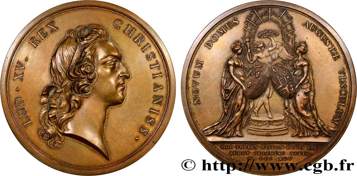 LOUIS XV DIT LE BIEN AIMÉ Médaille, Mariage de Marie-Thérèse, refrappe TTB+