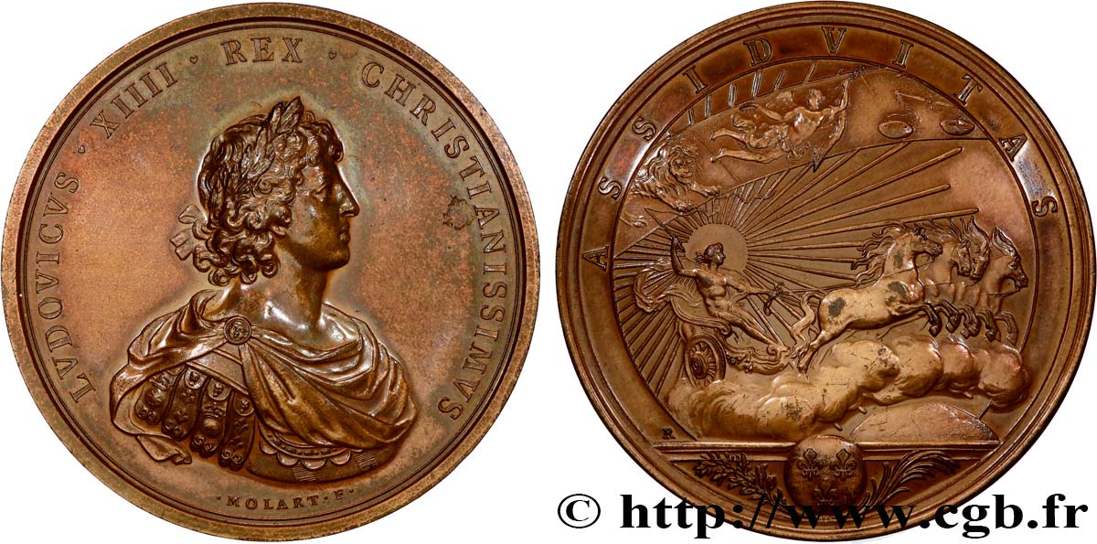 LOUIS XIV LE GRAND ou LE ROI SOLEIL Médaille, Présence assidue du roi aux conseils, refrappe TTB+