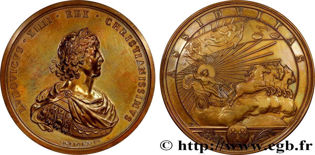 LOUIS XIV  THE SUN KING  Médaille, Présence assidue du roi aux conseils, refrappe AU