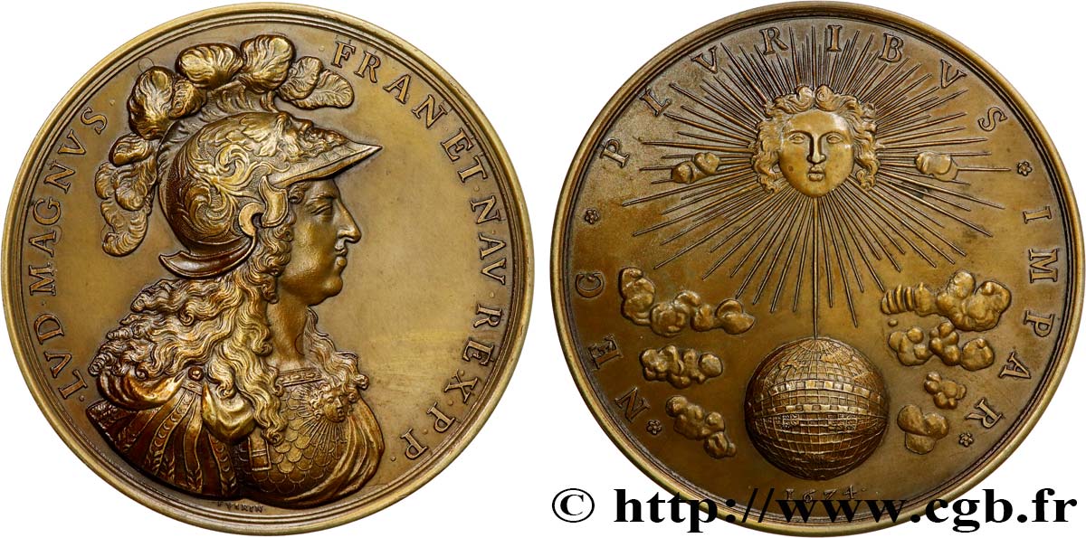 LOUIS XIV  THE SUN KING  Médaille, NEC PLVRIBVS IMPAR, refrappe EBC
