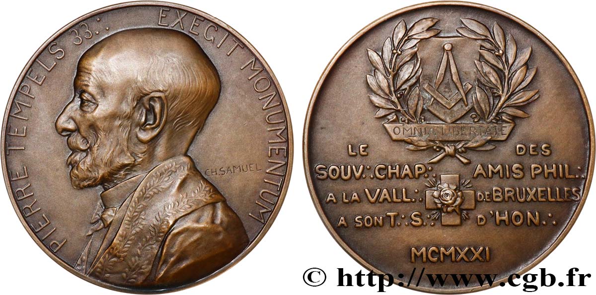 FRANC-MAÇONNERIE - PARIS Médaille, Pierre Tempels VZ