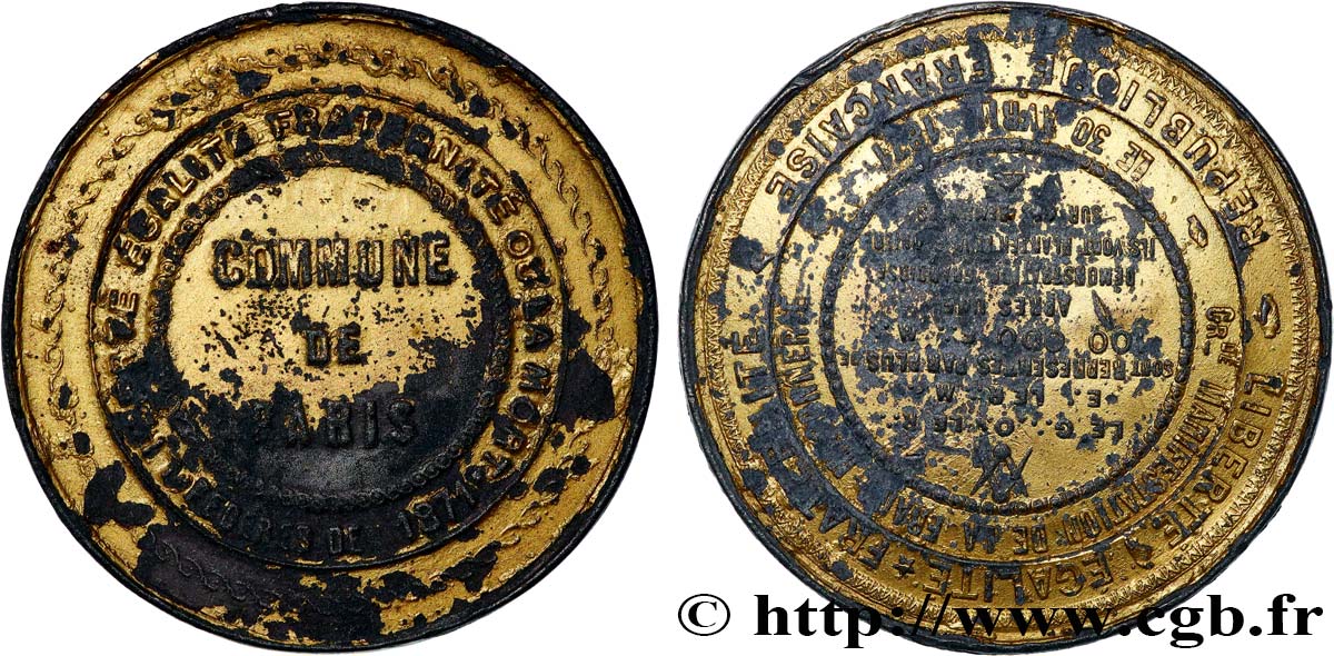 GUERRE DE 1870-1871 Médaille, Grand Orient, Grande manifestation de la Franc-maçonnerie XF