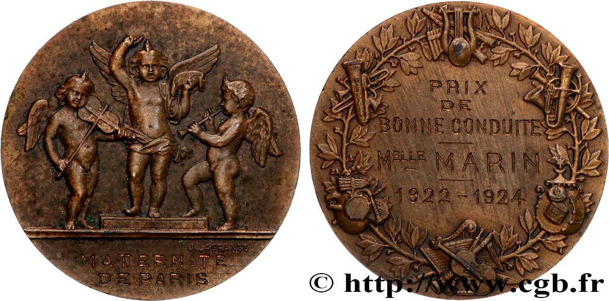 TROISIÈME RÉPUBLIQUE Médaille, Maternité de Paris, Prix de bonne conduite SUP