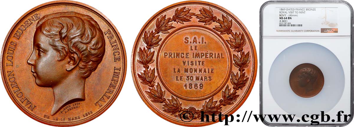 NAPOLEON IV Médaille, Prince impérial, Visite de la Monnaie MS64