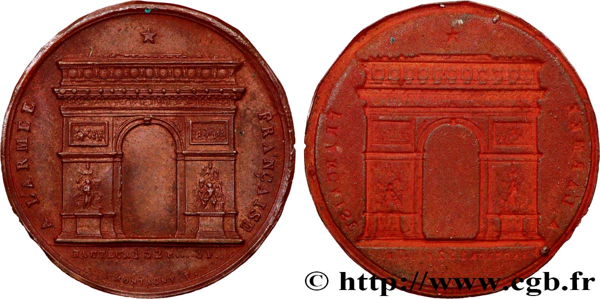 LUIS FELIPE I Médaille, Inauguration de l’Arc de Triomphe, tirage uniface du revers MBC+