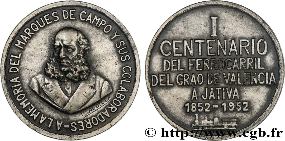 SPAIN Médaille, Centenaire du chemin de fer du Grao de Valence à Jativa AU