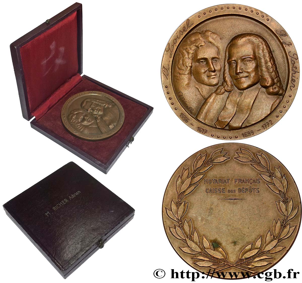 NOTAIRES DU XIXe SIECLE Médaille, Loisel et Pothier SUP