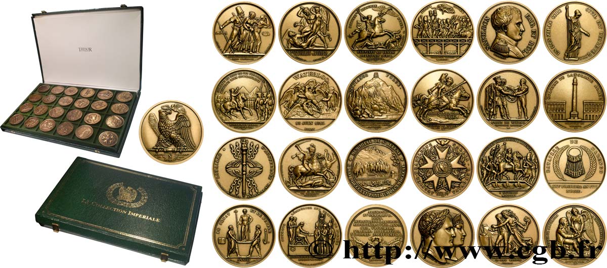 GESCHICHTE FRANKREICHS Coffret de 24 médailles, refrappe, Histoire de Napoléon Ier VZ