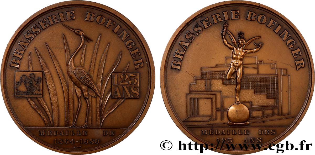 V REPUBLIC Médaille, Brasserie Bofinger, 25 ans AU/AU