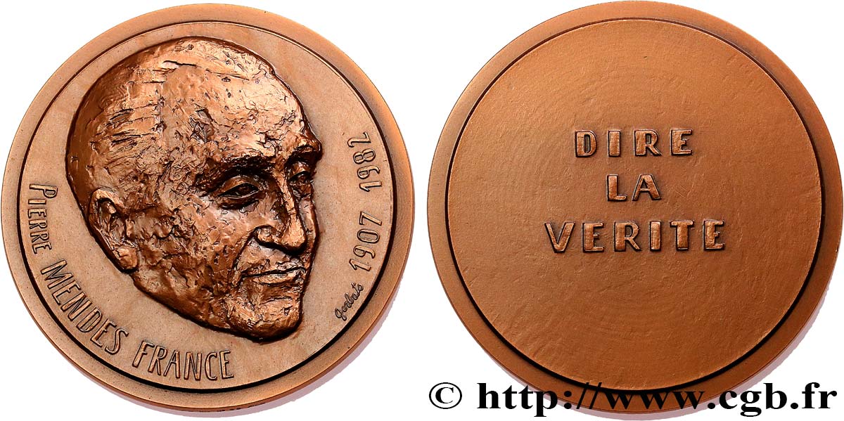 CINQUIÈME RÉPUBLIQUE Médaille, Pierre Mendes France SUP
