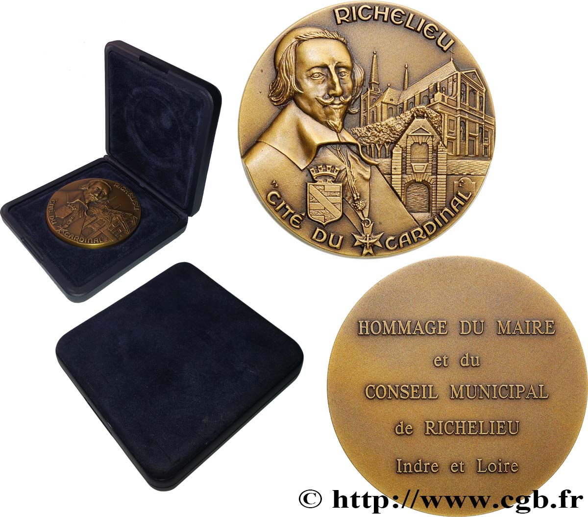 CINQUIÈME RÉPUBLIQUE Médaille, Hommage du maire et du conseil municipal de Richelieu SUP