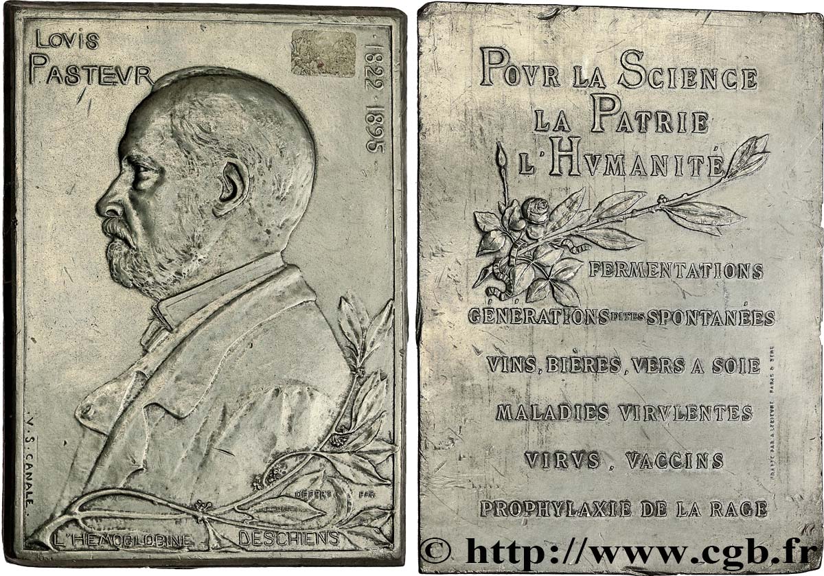 III REPUBLIC Plaque, Louis Pasteur XF
