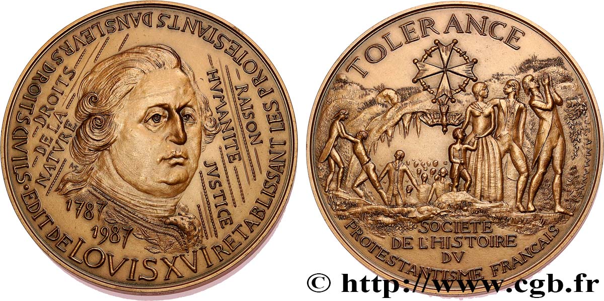 QUINTA REPUBLICA FRANCESA Médaille, Tolérance, Société de l’histoire du protestantisme français EBC