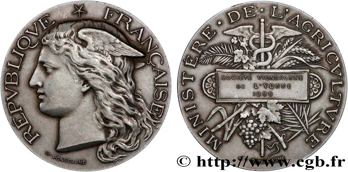 DRITTE FRANZOSISCHE REPUBLIK Médaille de récompense, Société vigneronne de l’Yonne SS