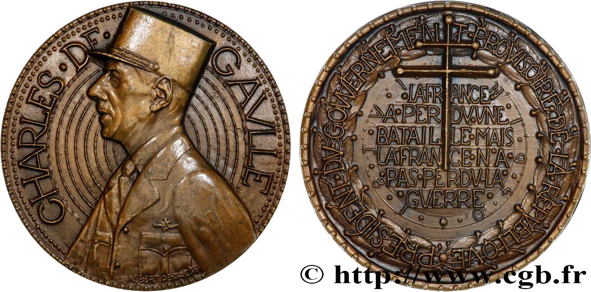 CINQUIÈME RÉPUBLIQUE Médaille, Charles de Gaulle, Président du gouvernement provisoire SUP