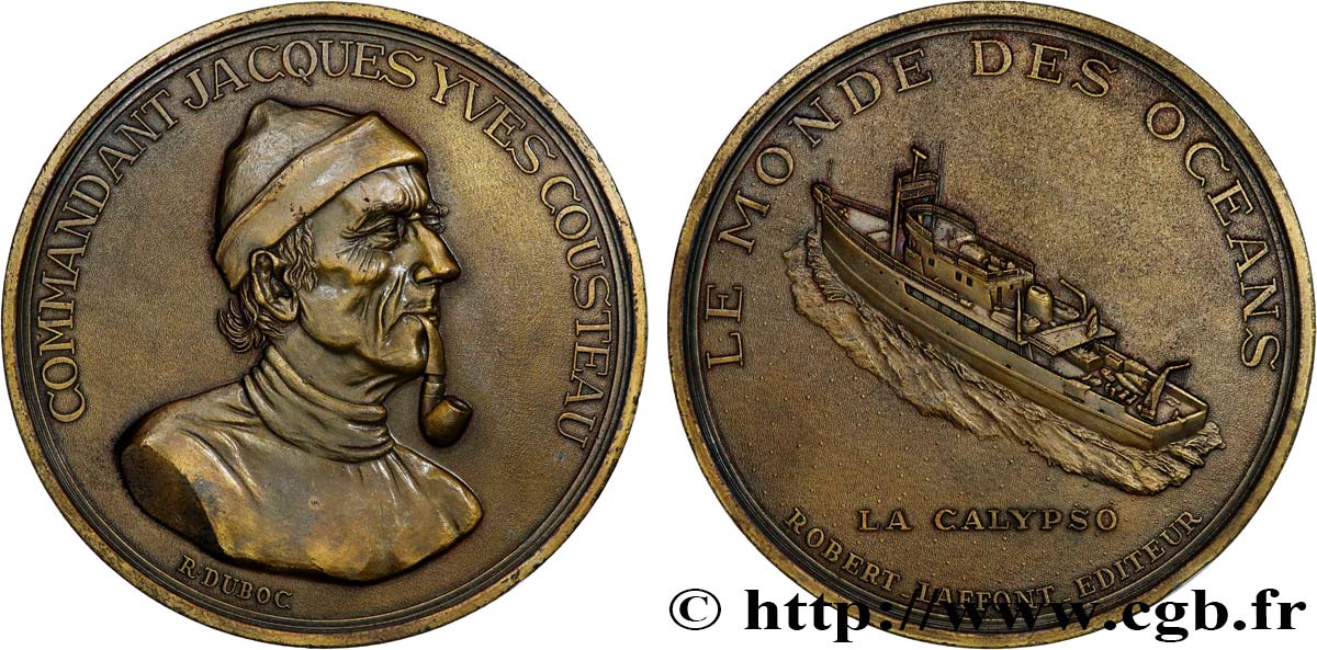 PERSONNAGES CÉLÈBRES Médaille, Commandant Cousteau, la Calypso TTB+