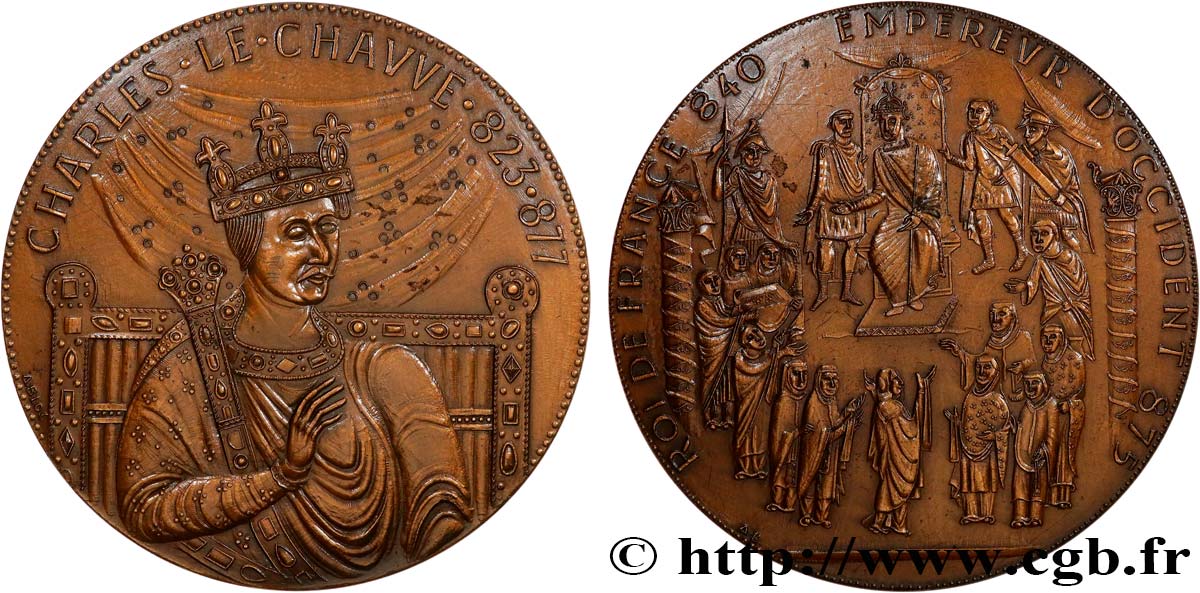 KARL DER KAHLE Médaille, Charles II le Chauve VZ