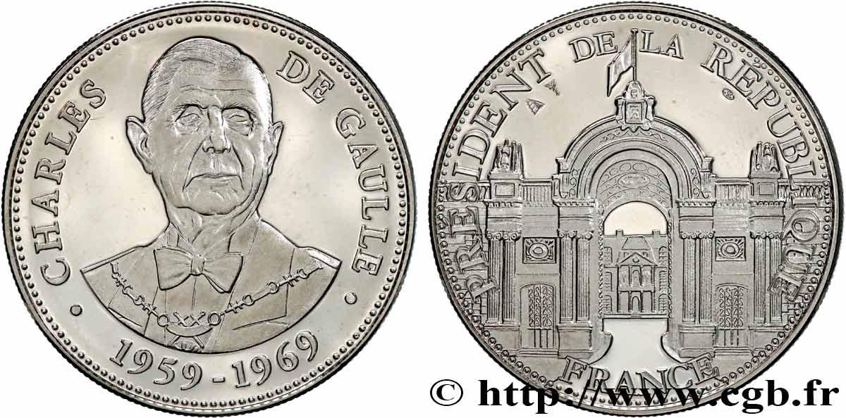 QUINTA REPUBLICA FRANCESA Médaille, Charles de Gaulle, Président de la république EBC