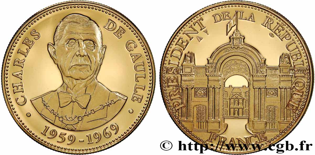 V REPUBLIC Médaille, Charles de Gaulle, Président de la république AU