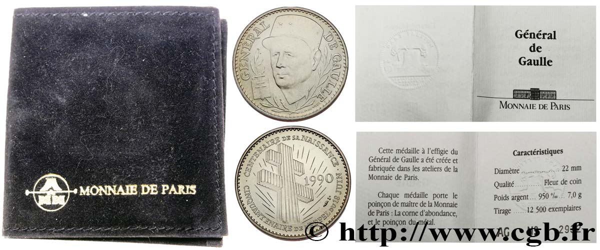 CINQUIÈME RÉPUBLIQUE Médaille, Centenaire de la naissance du Général de Gaulle FDC