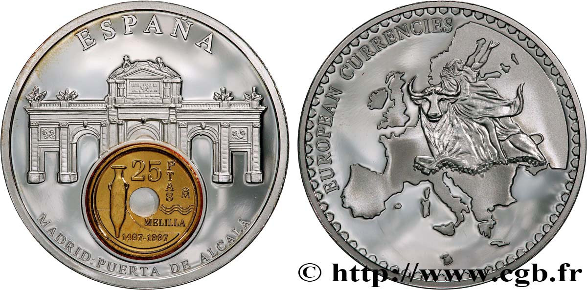 EUROPE Médaille, European Currencies, Espagne SUP