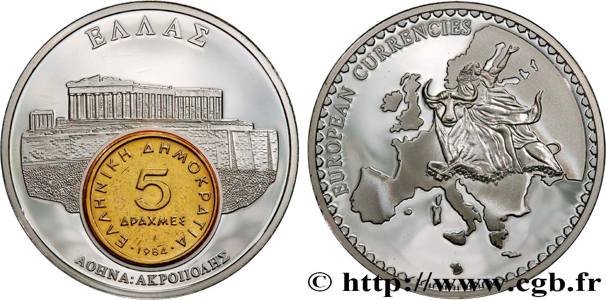 EUROPA Médaille, European Currencies, Grèce AU
