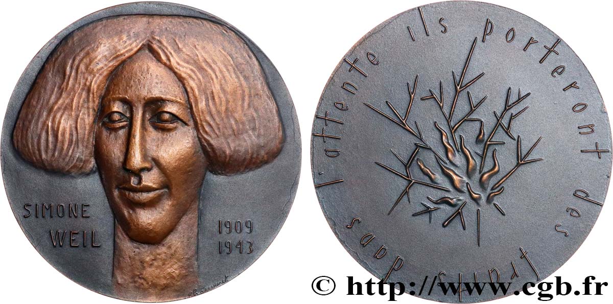 LITERATURE : WRITERS - POETS Médaille, Simone Weil EBC