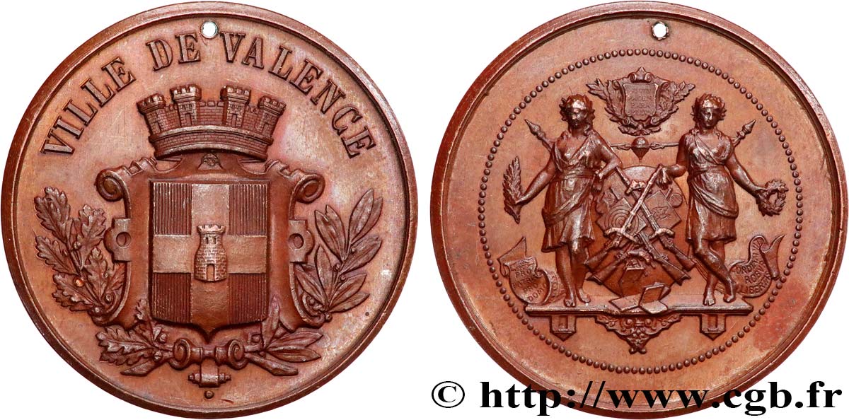 TIR ET ARQUEBUSE Médaille, Ville de Valence AU