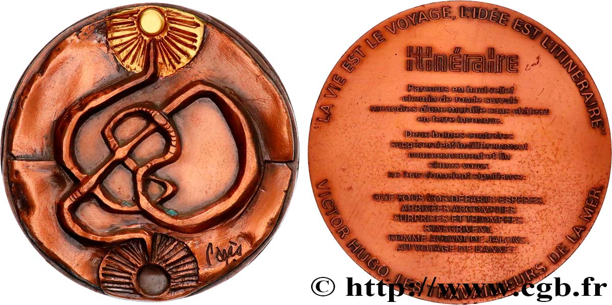 LITTÉRATURE : ÉCRIVAINS/ÉCRIVAINES - POÈTES Médaille, Itinéraire de Victor Hugo SUP/TTB+