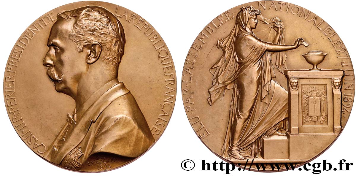 TROISIÈME RÉPUBLIQUE Médaille, Élection de Jean Casimir-Perier TTB+