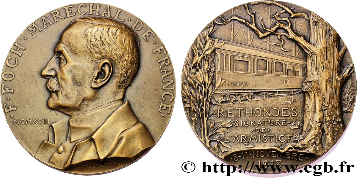 TERCERA REPUBLICA FRANCESA Médaille, Maréchal Foch, signature de l’Armistice MBC+