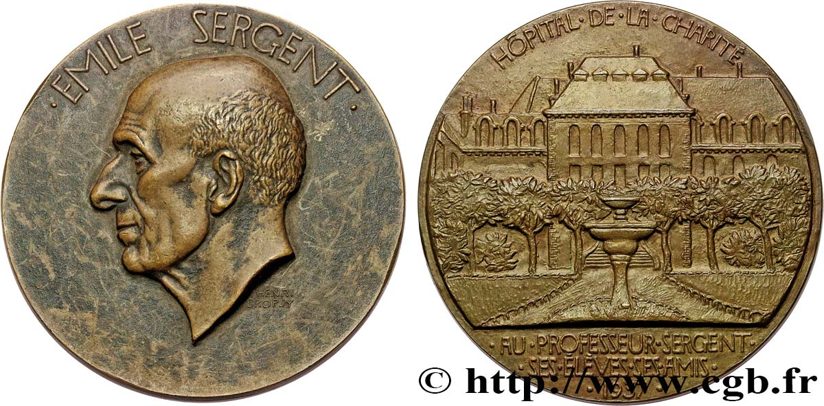 III REPUBLIC Médaille, Emile Sergent, Hôpital de la Charité XF/AU