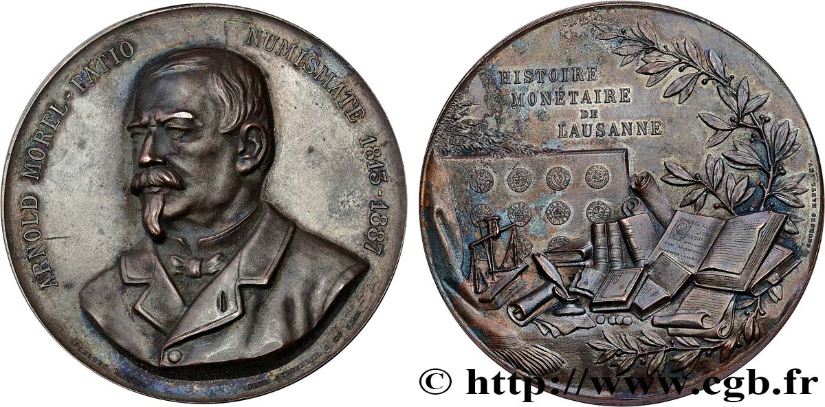 SUIZA Médaille, Arnold Morel-Fatio, Histoire monétaire de Lausanne MBC+