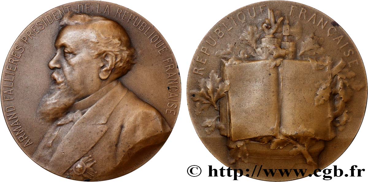 TROISIÈME RÉPUBLIQUE Médaille, Élection d’Armand Fallières TTB+