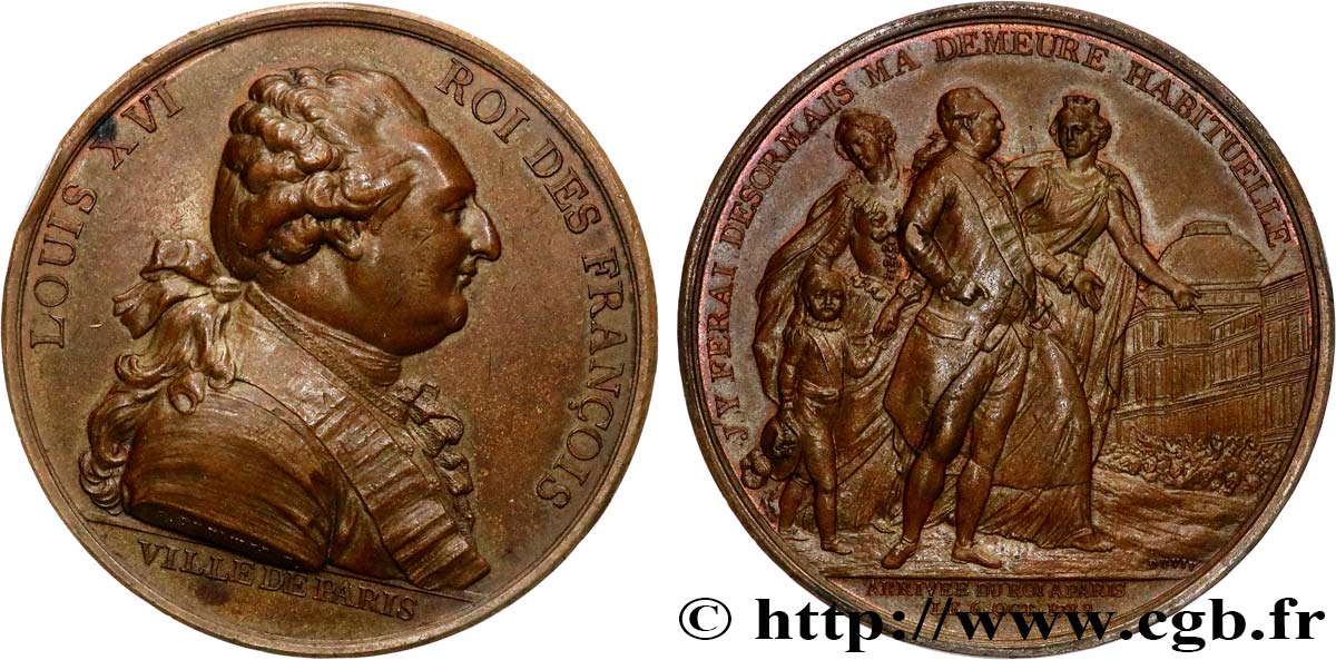 LOUIS XVI Médaille de l’arrivée du roi à Paris, refrappe TTB+