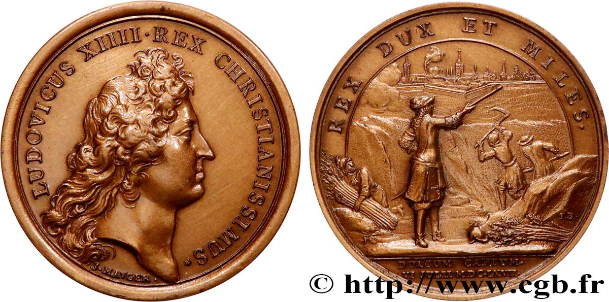 LOUIS XIV LE GRAND ou LE ROI SOLEIL Médaille, Prise de Douai, refrappe SUP