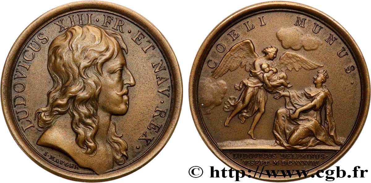 LOUIS XIV  THE SUN KING  Médaille, Naissance de Louis XIV, refrappe SPL
