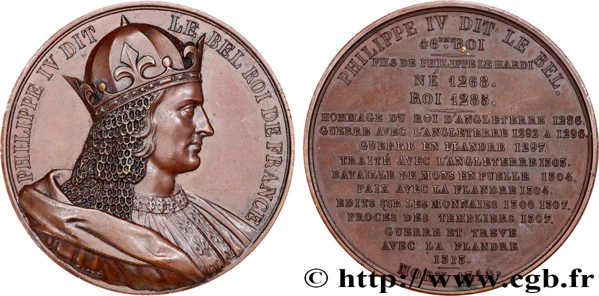 LOUIS-PHILIPPE Ier Médaille, Roi Philippe IV le Bel SUP