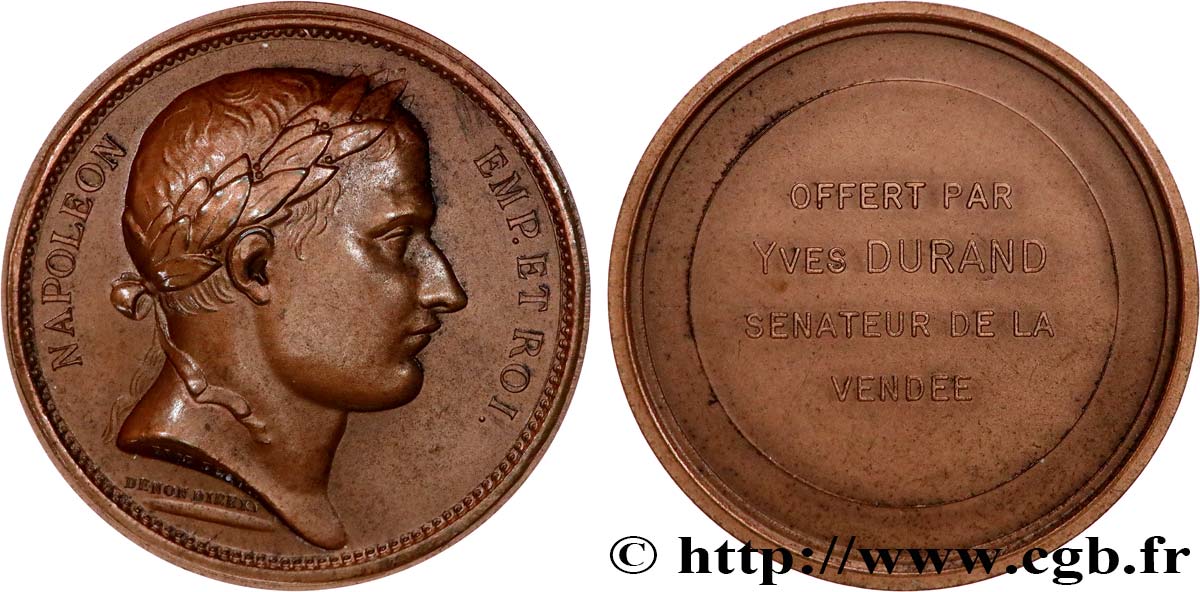 CINQUIÈME RÉPUBLIQUE Médaille, Napoléon Ier, offerte par Yves Durand, Sénateur de la Vendée TTB