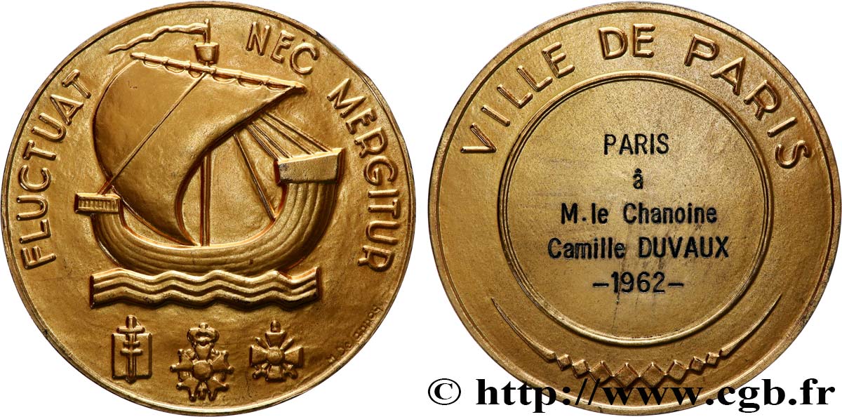 QUINTA REPUBBLICA FRANCESE Médaille de la Ville de Paris, Fluctuac Nec Mergitur SPL