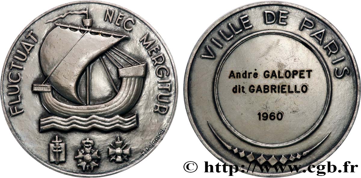 CINQUIÈME RÉPUBLIQUE Médaille de la Ville de Paris, Fluctuac Nec Mergitur SUP