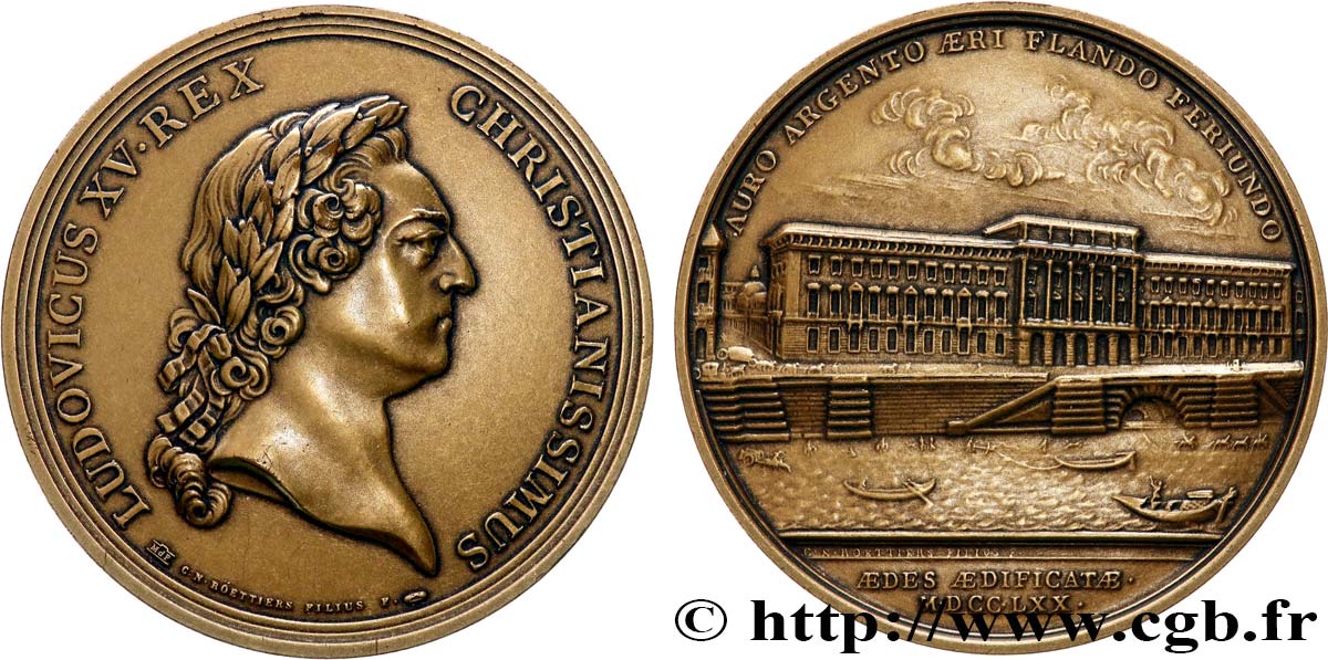 LOUIS XV DIT LE BIEN AIMÉ Médaille, Construction de l’Hôtel des monnaies, refrappe TTB+