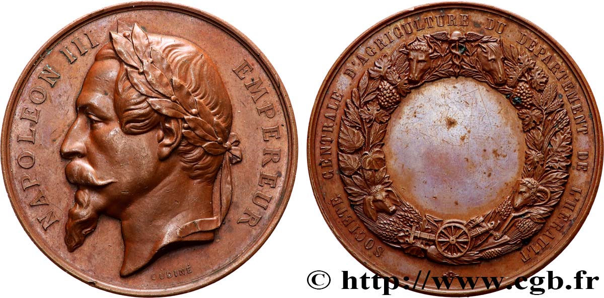 SECONDO IMPERO FRANCESE Médaille, Société centrale d’agriculture q.SPL