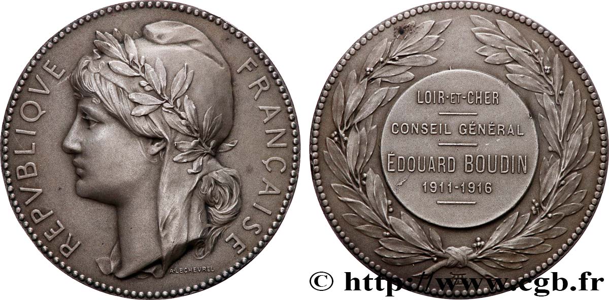 III REPUBLIC Médaille, Conseil général, Edouard Boudin AU