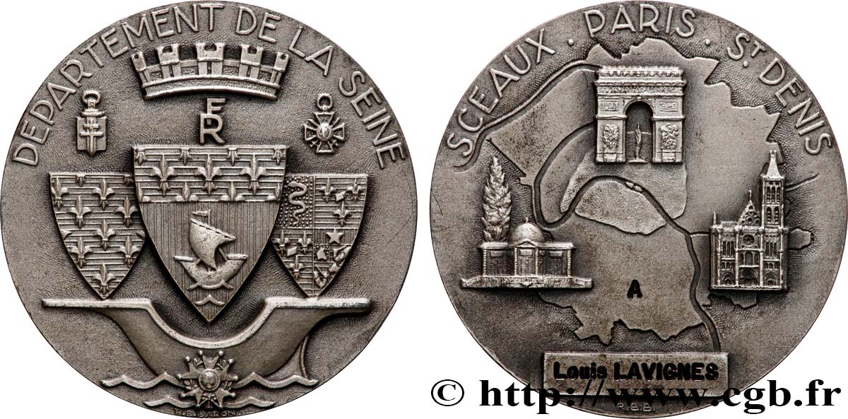 V REPUBLIC Médaille de récompense, Département de la Seine AU