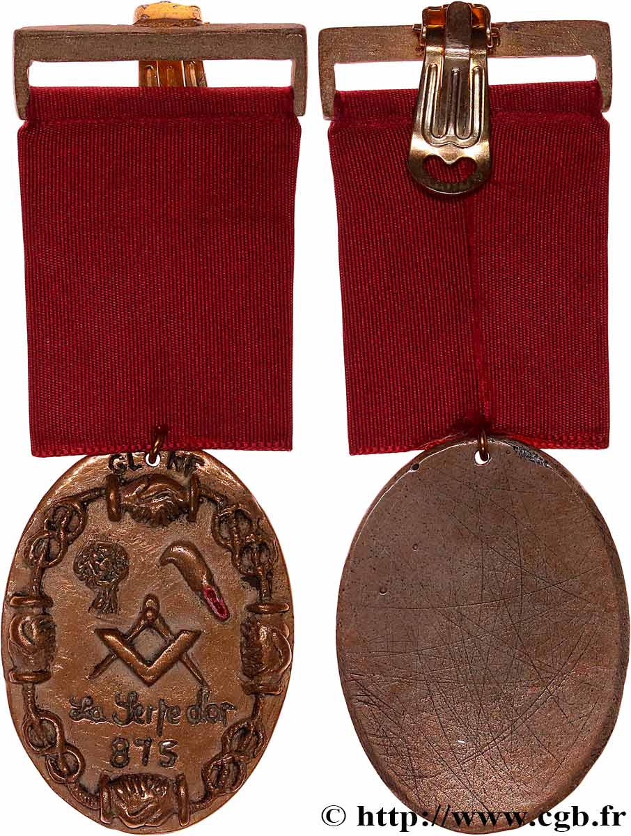 FREEMASONRY Médaille, La serpe d’or AU